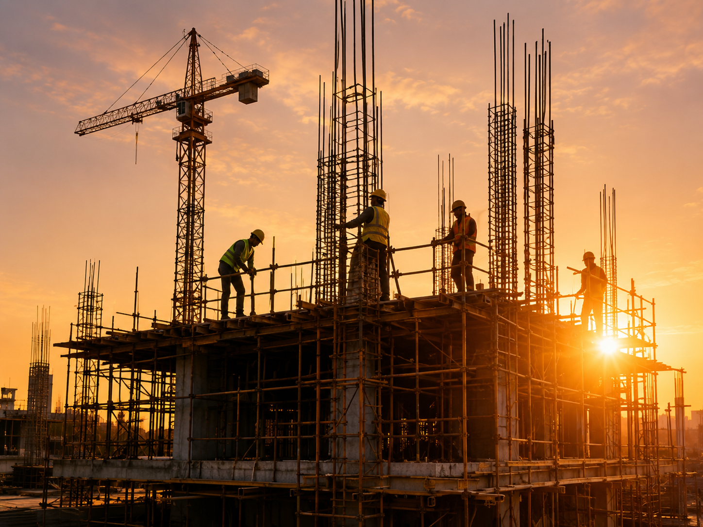 Construction team working at a structure